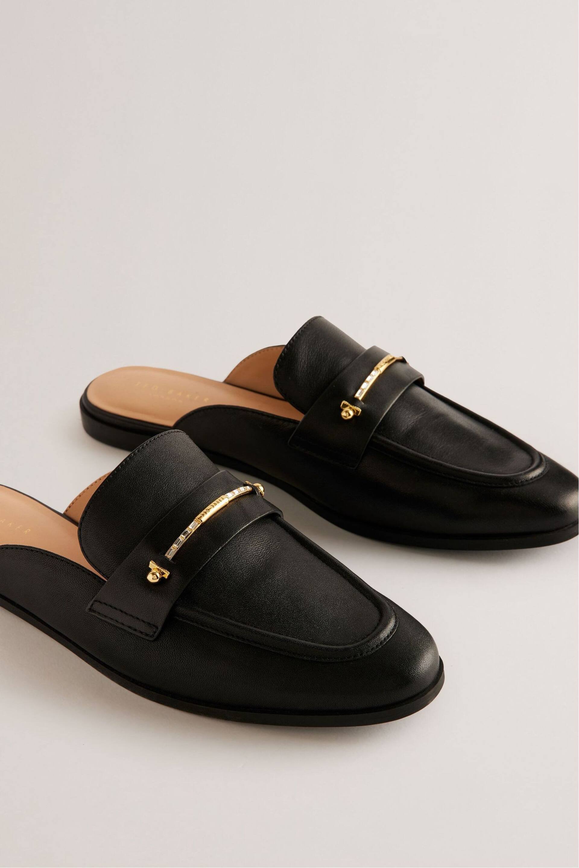 Ted Baker Black Flat Zola Mule Loafers With Signature Bar - Image 3 of 5