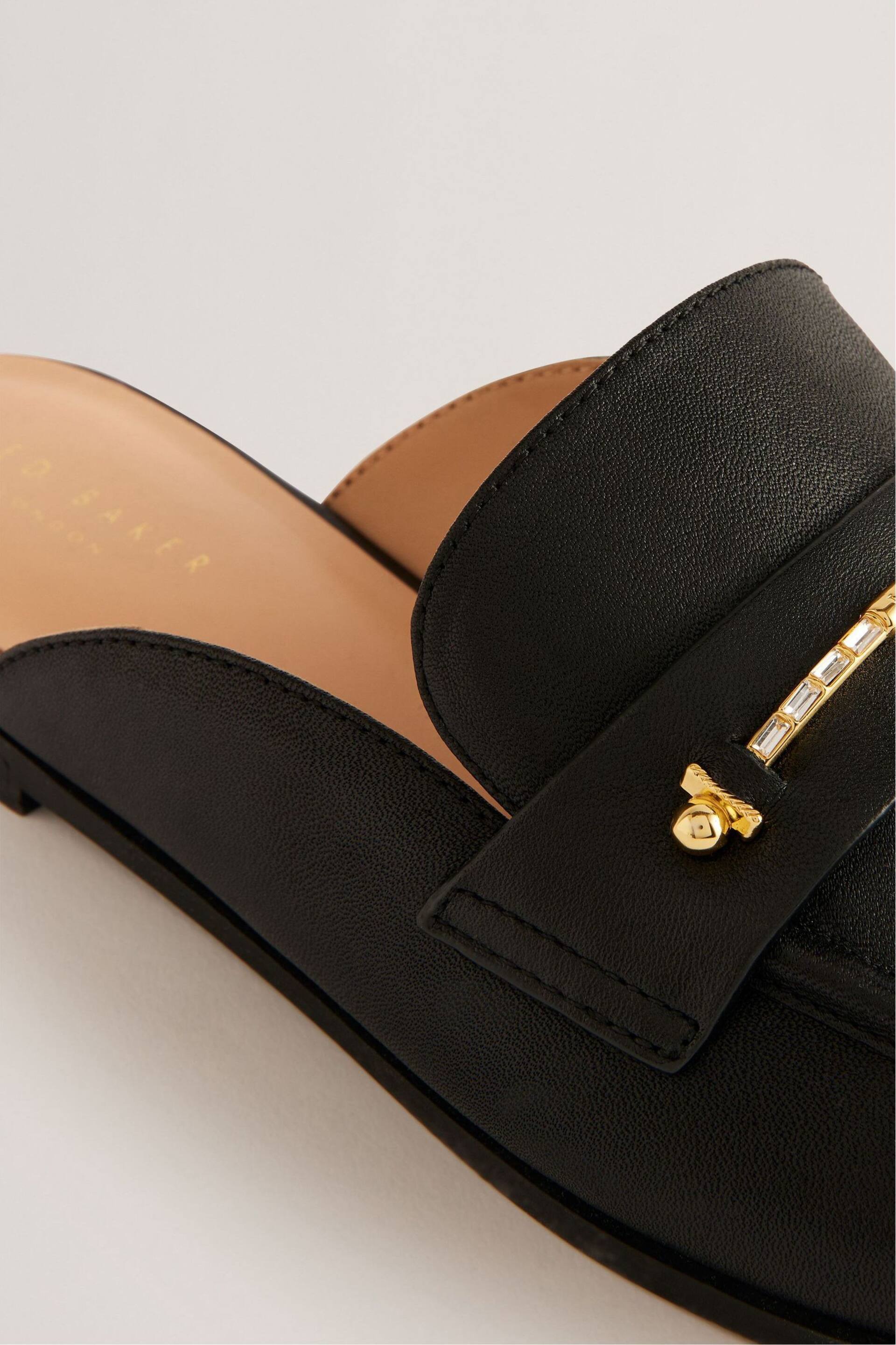 Ted Baker Black Flat Zola Mule Loafers With Signature Bar - Image 4 of 5