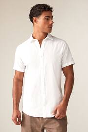 JACK & JONES White Linen Blend Short Sleeve Shirt - Image 1 of 1