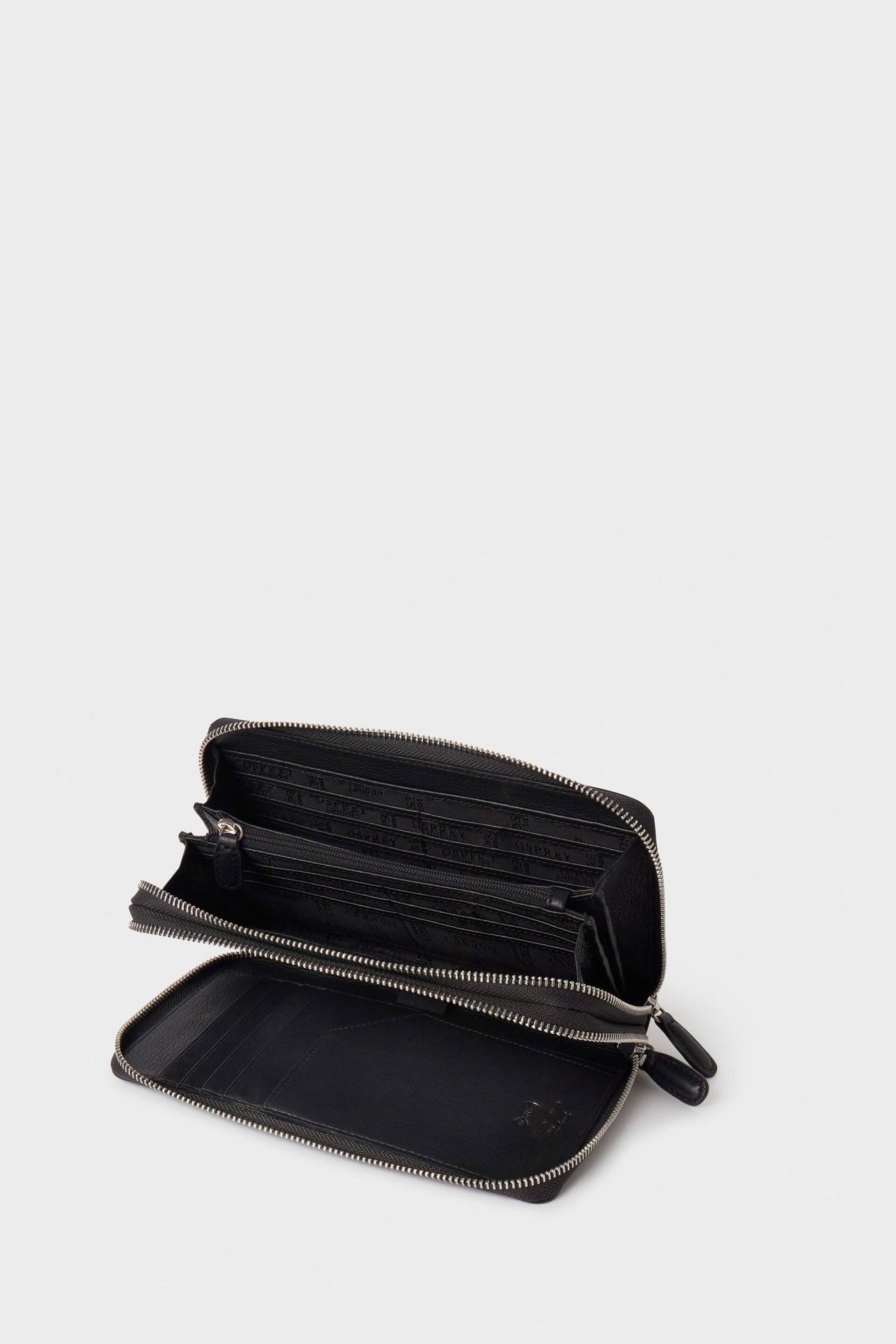 Osprey London The Double Zip Leather Black Travel Organiser - Image 3 of 4