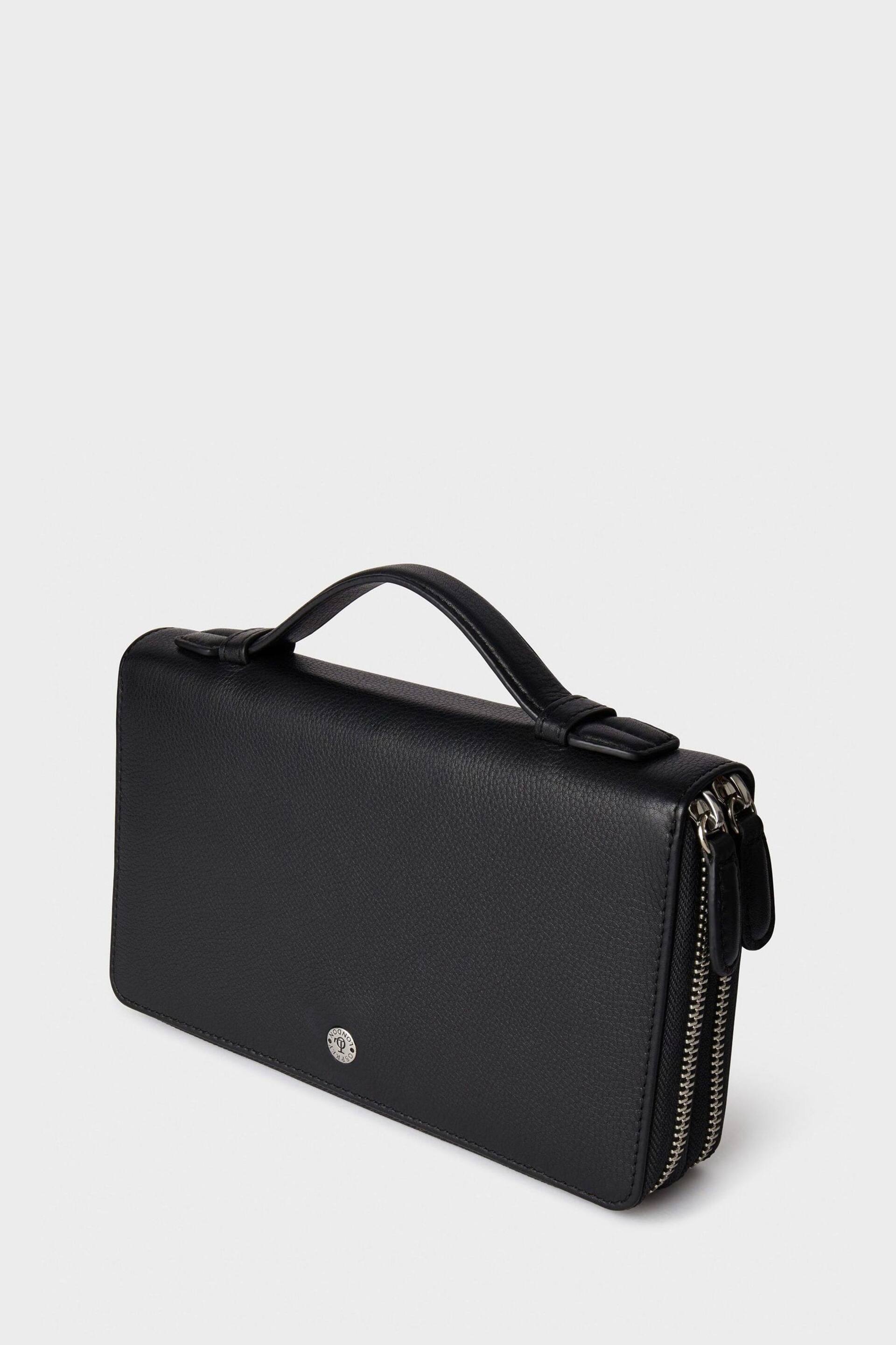 Osprey London The Double Zip Leather Black Travel Organiser - Image 4 of 4