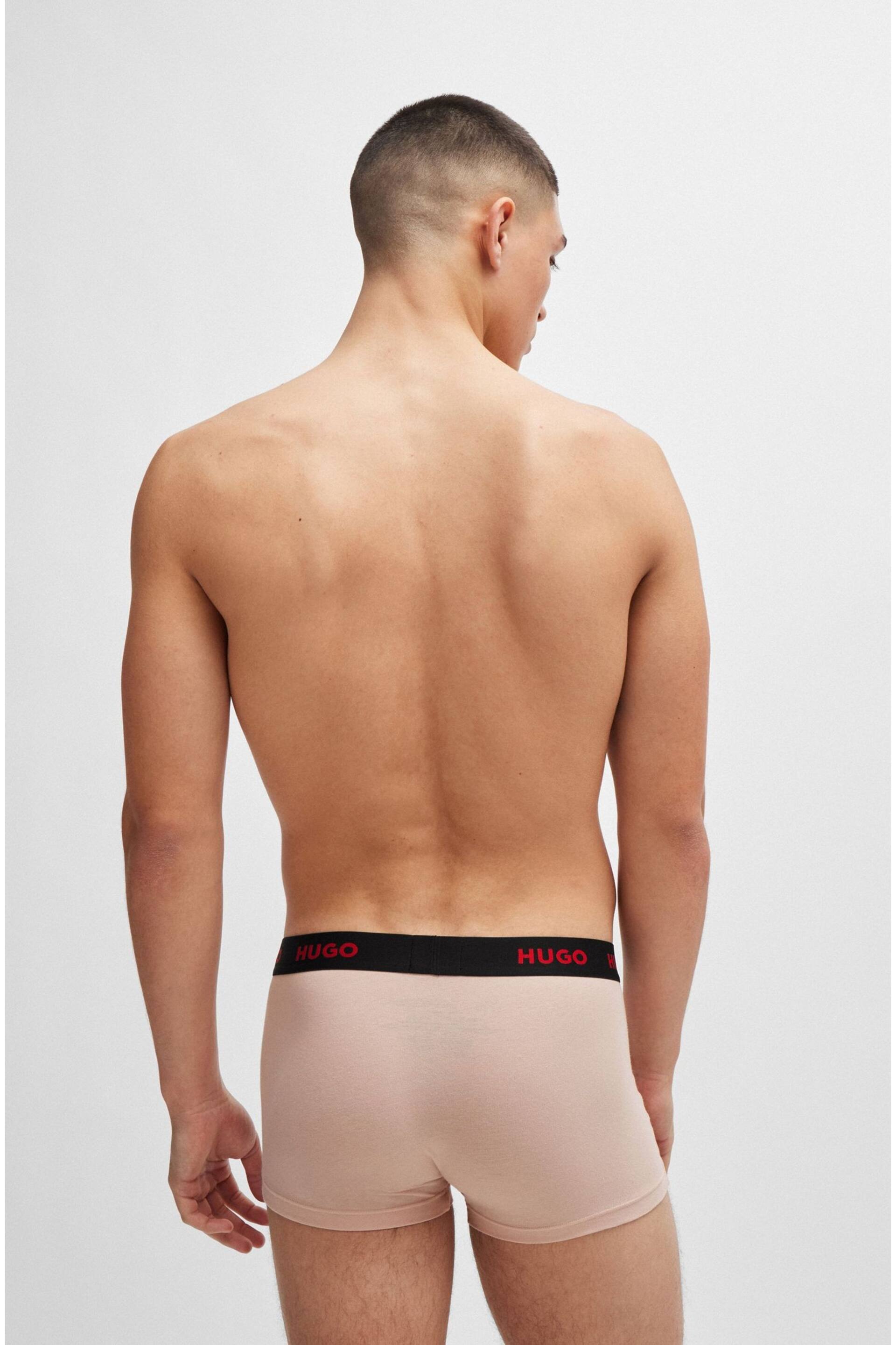 HUGO Pink Logo Waistband Stretch Cotton Boxers 3-Pack - Image 3 of 7