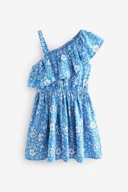 Blue Floral One Shoulder Dress (3-16yrs) - Image 6 of 7