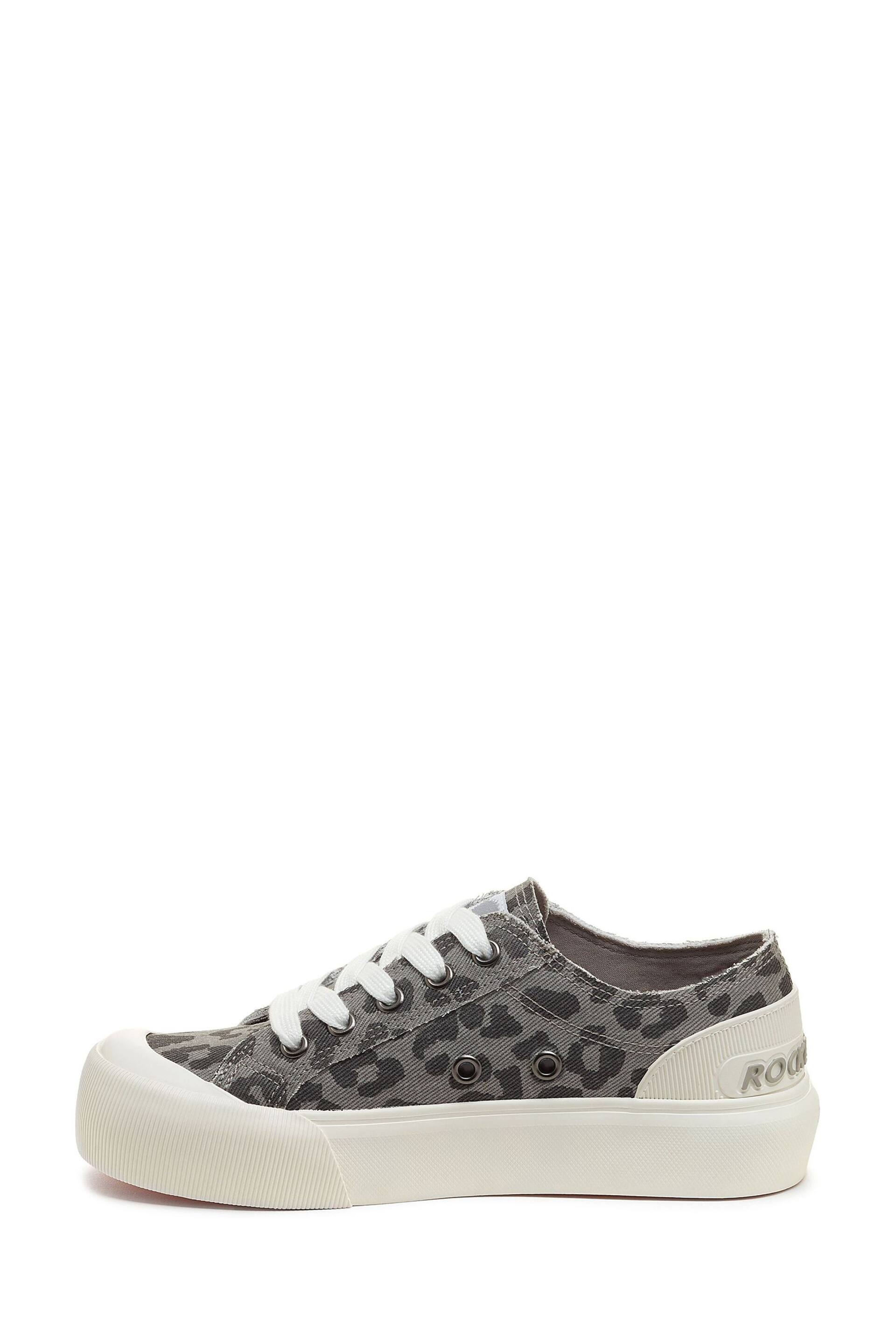 Rocket Dog Grey Jazzin Plus Ames Leopard Cotton Trainers - Image 4 of 7