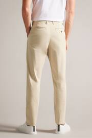 Ted Baker Cream Regular Fit Haybrn Textured Chino Trousers - Image 4 of 5