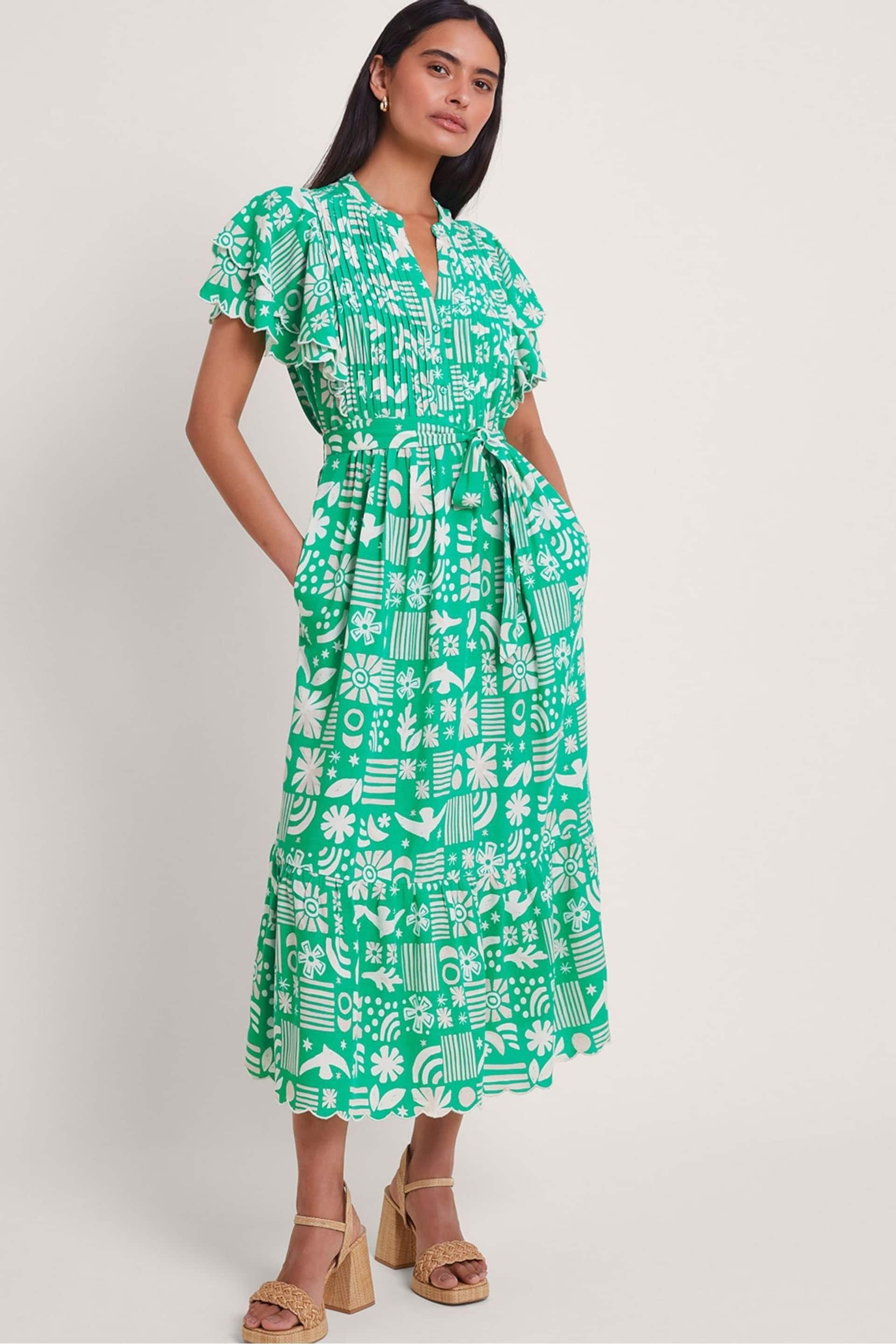 Monsoon Green Dario Print Dress - Image 1 of 5