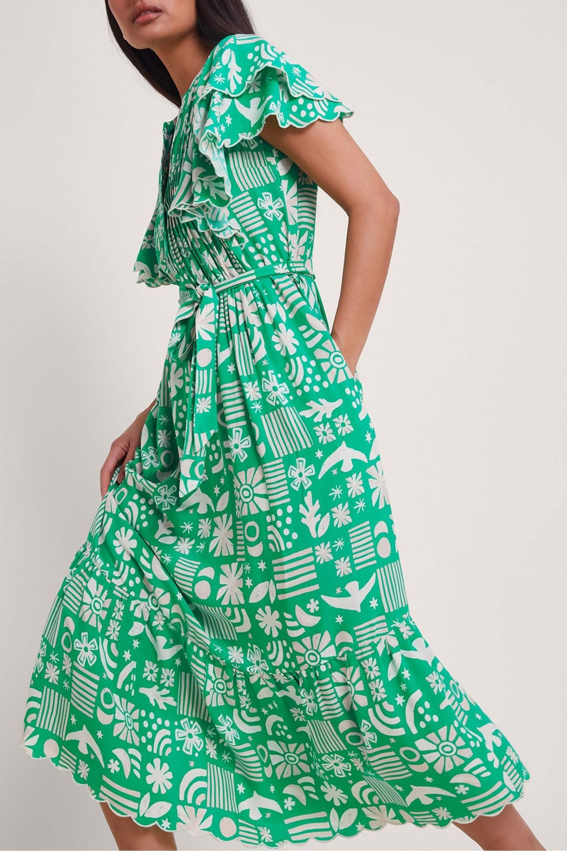Monsoon Green Dario Print Dress - Image 3 of 5