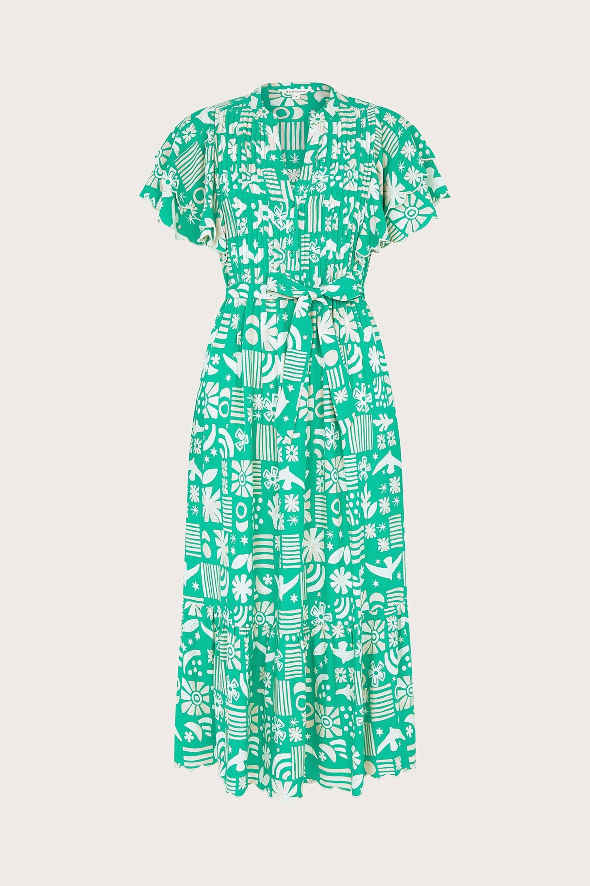 Monsoon Green Dario Print Dress - Image 5 of 5