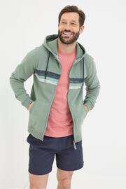 FatFace Green Brooke Chest Stripe Zip Through Hoodie - Image 3 of 7