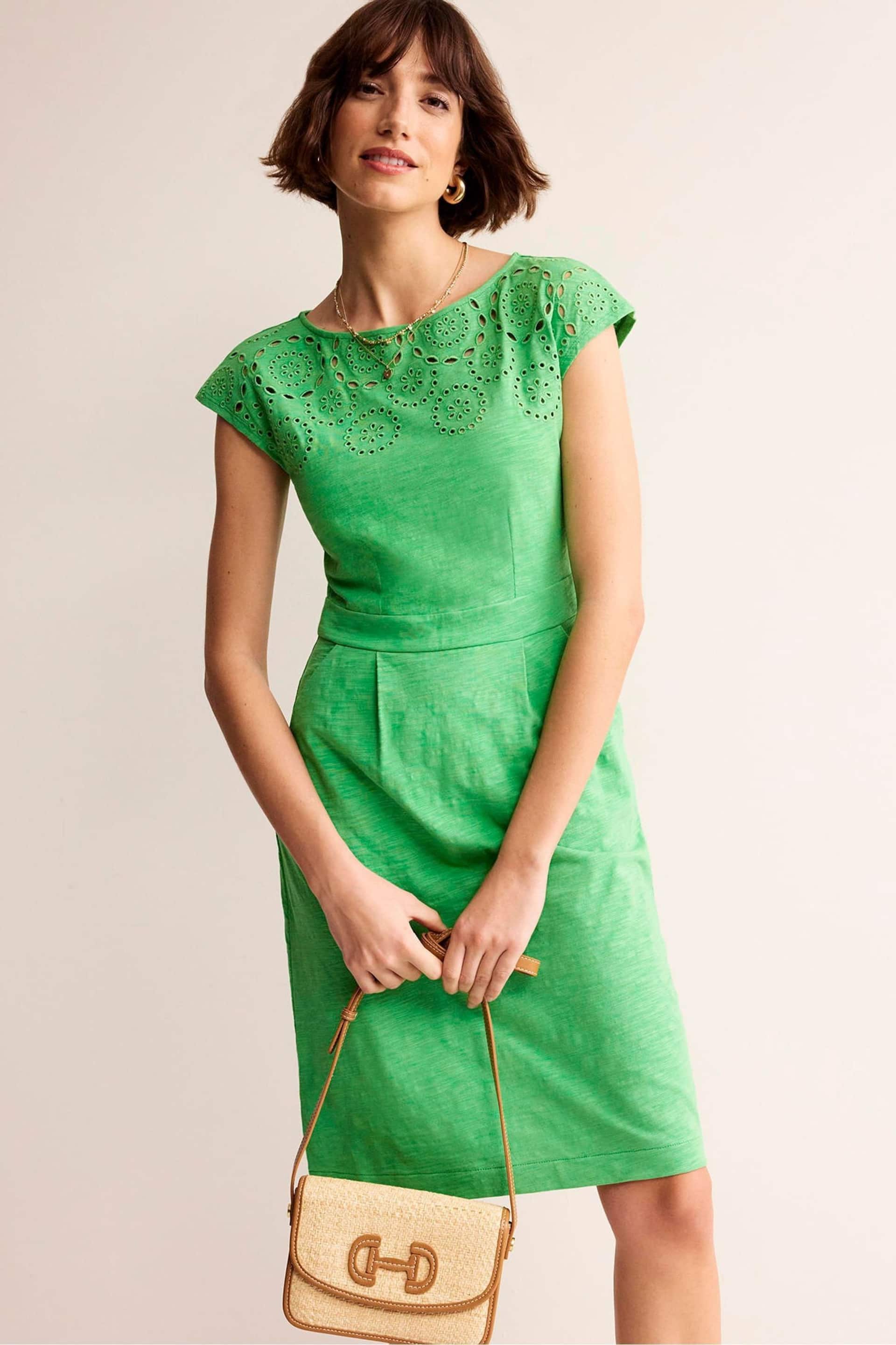 Boden Green Petite Florrie Broderie Jersey Dress - Image 1 of 5