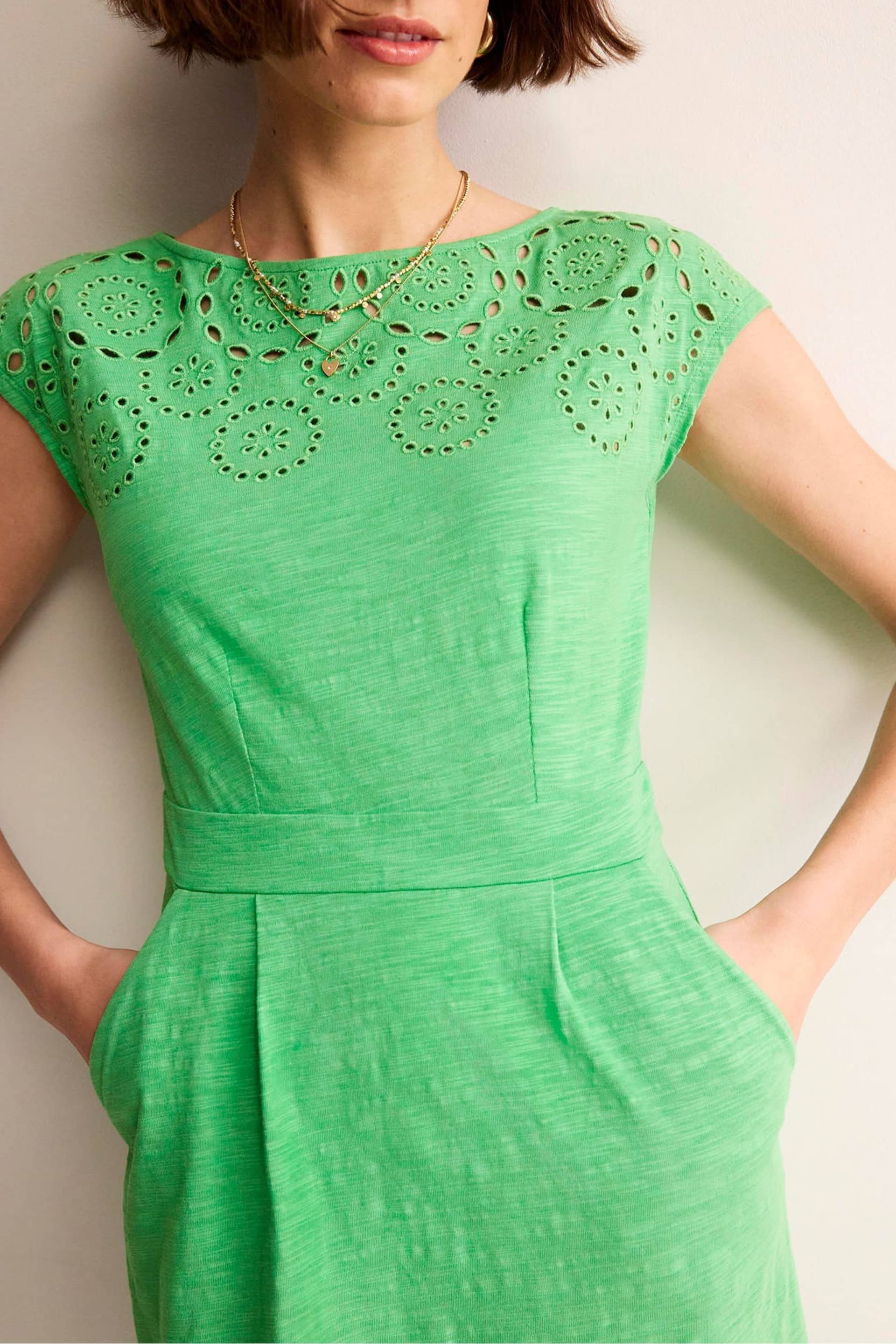 Boden Green Petite Florrie Broderie Jersey Dress - Image 2 of 5