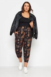 Yours Curve Black Cropped Jersey Harem Joggers - Image 2 of 4