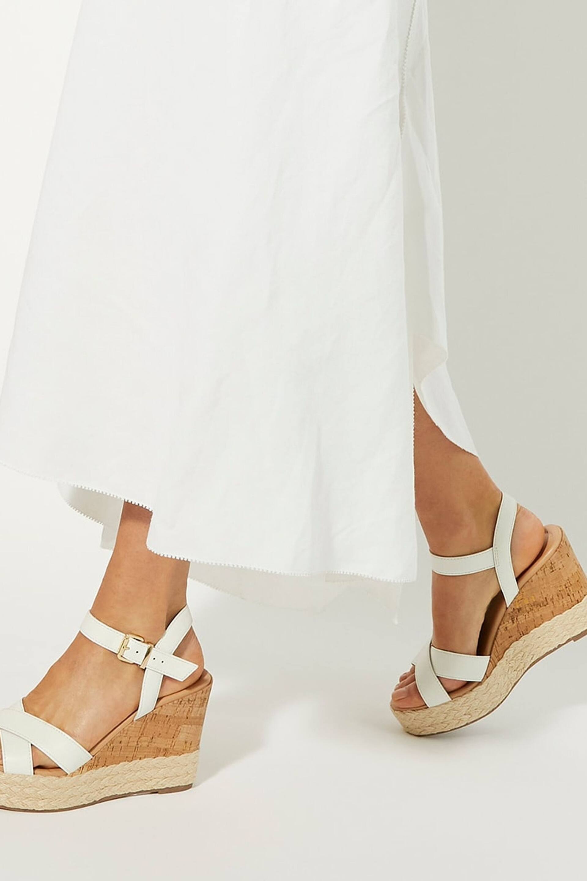Dune London White Kindest Cross Strap Wedge Sandals - Image 1 of 6