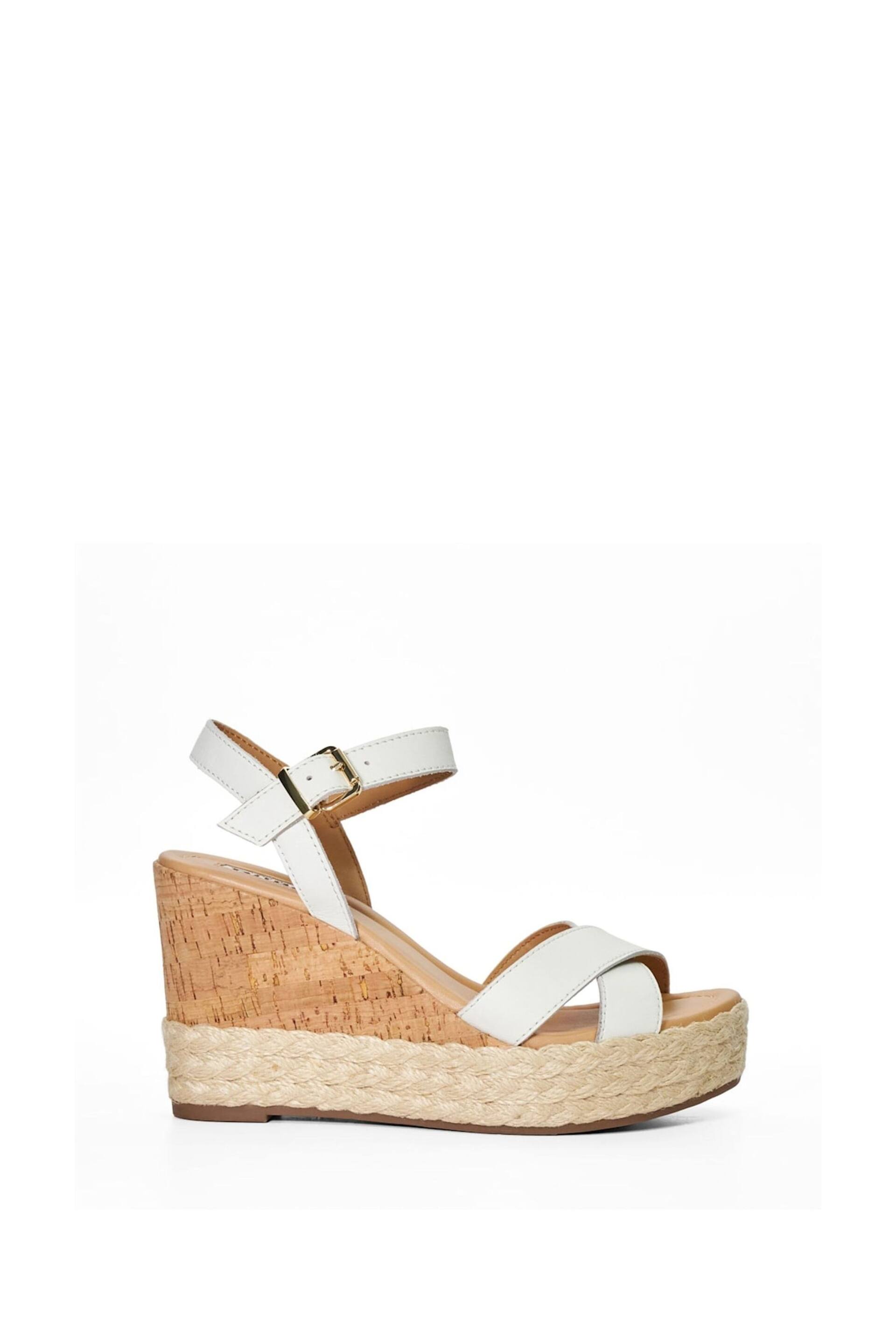 Dune London White Kindest Cross Strap Wedge Sandals - Image 3 of 6