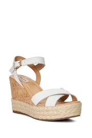 Dune London White Kindest Cross Strap Wedge Sandals - Image 4 of 6