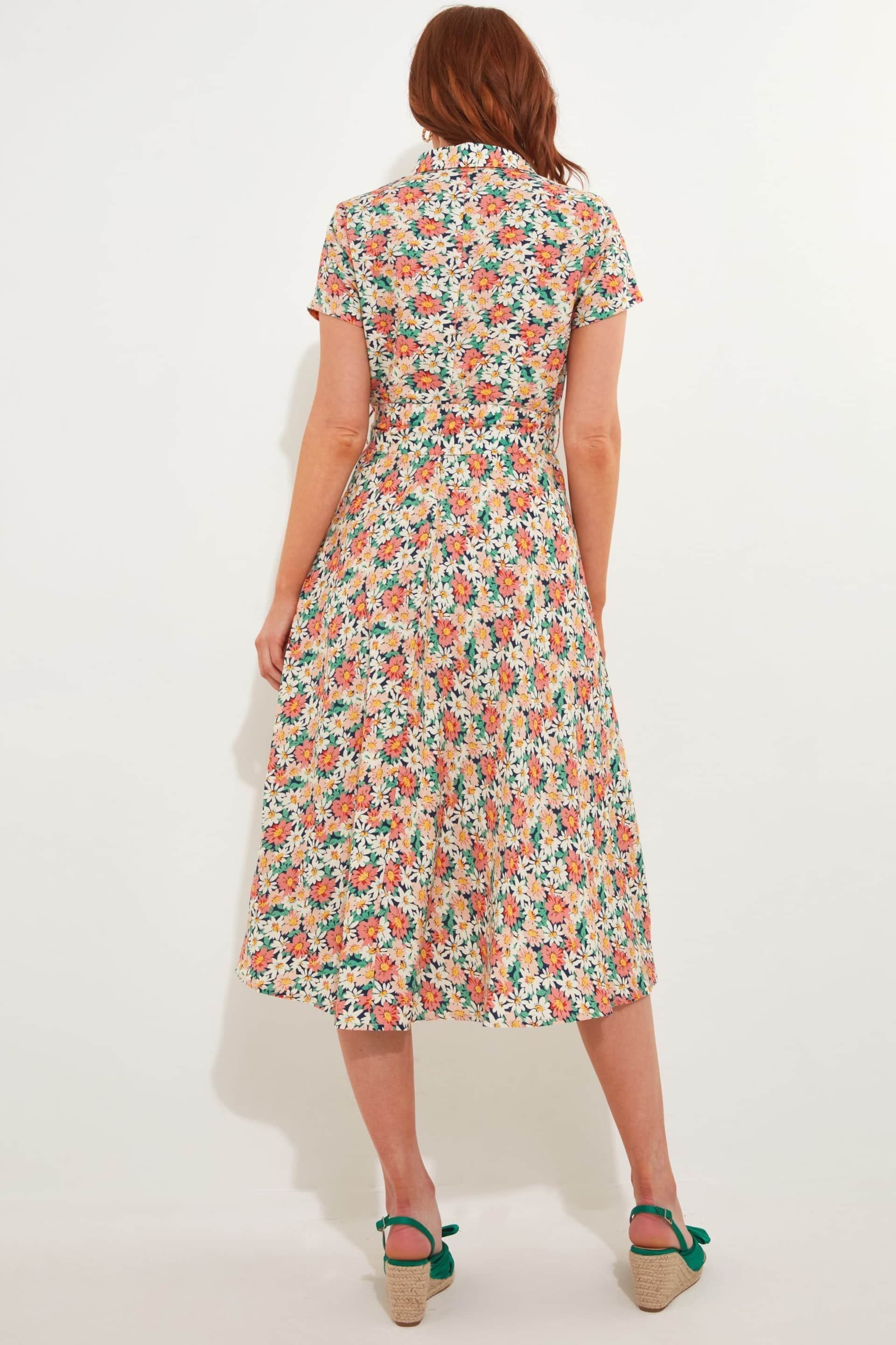 Joe Browns Cream Floral Print Short Sleeve Linen Blend Shirt Dress - Image 3 of 5