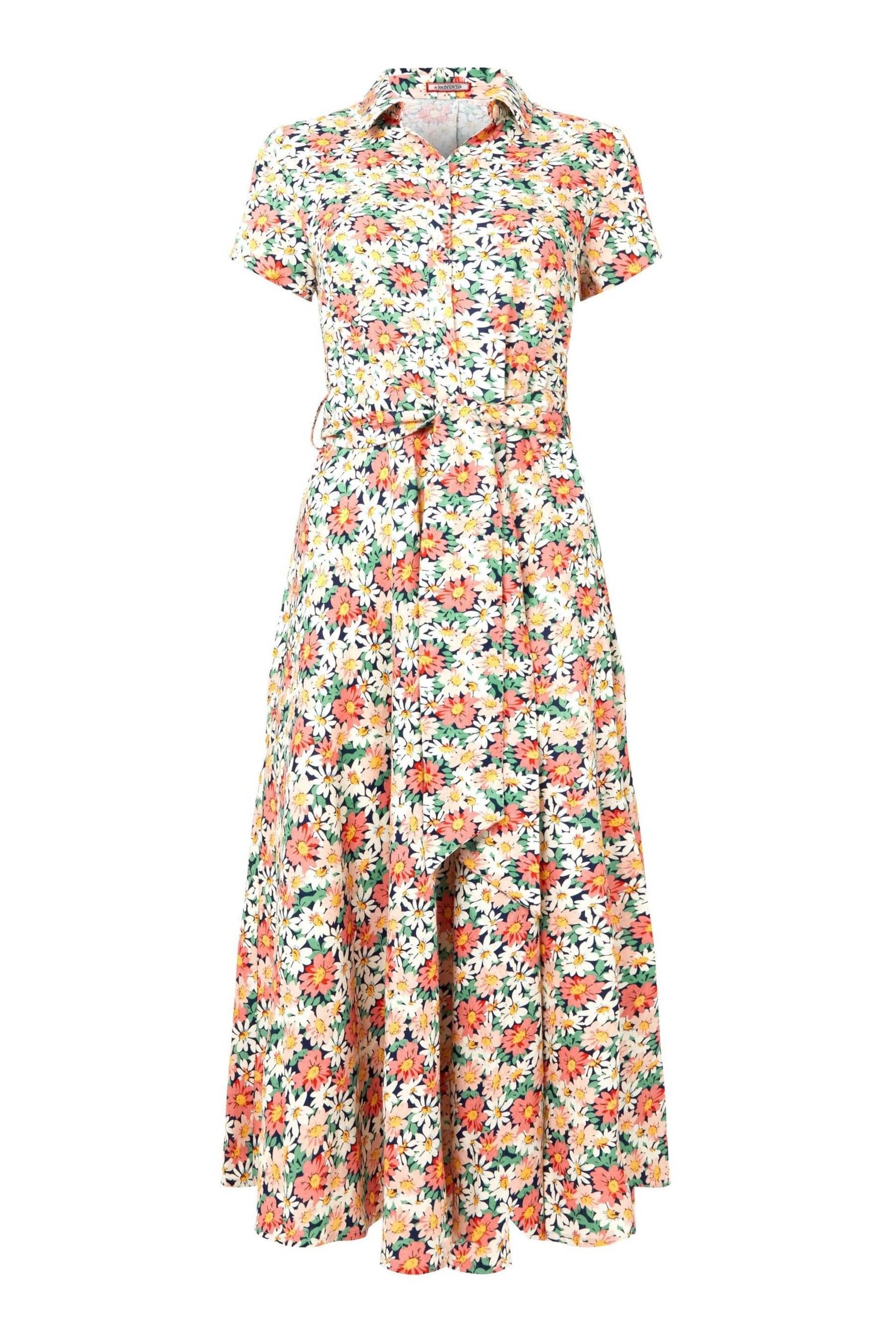 Joe Browns Cream Floral Print Short Sleeve Linen Blend Shirt Dress - Image 5 of 5