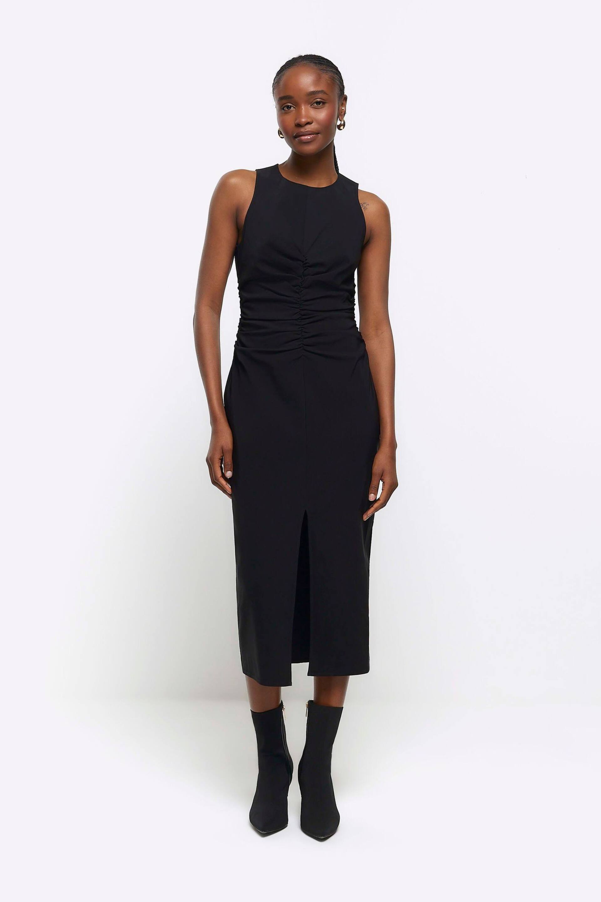 River Island Black Sleeveless Ruched Detail Dress - Image 1 of 4