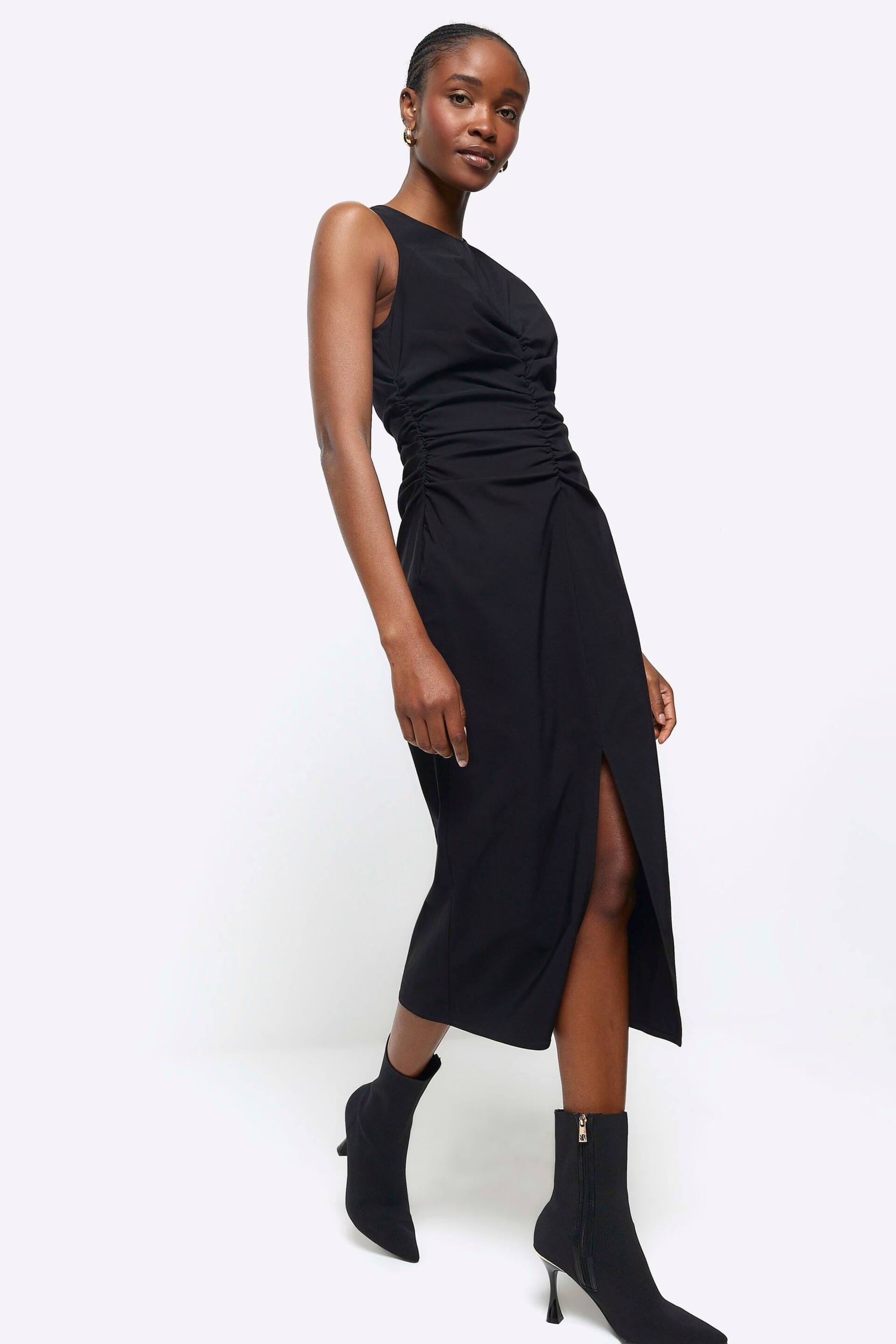 River Island Black Sleeveless Ruched Detail Dress - Image 3 of 4