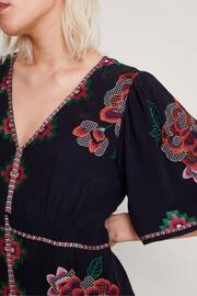 Monsoon Black Everly Embroidered Tea Dress - Image 2 of 5