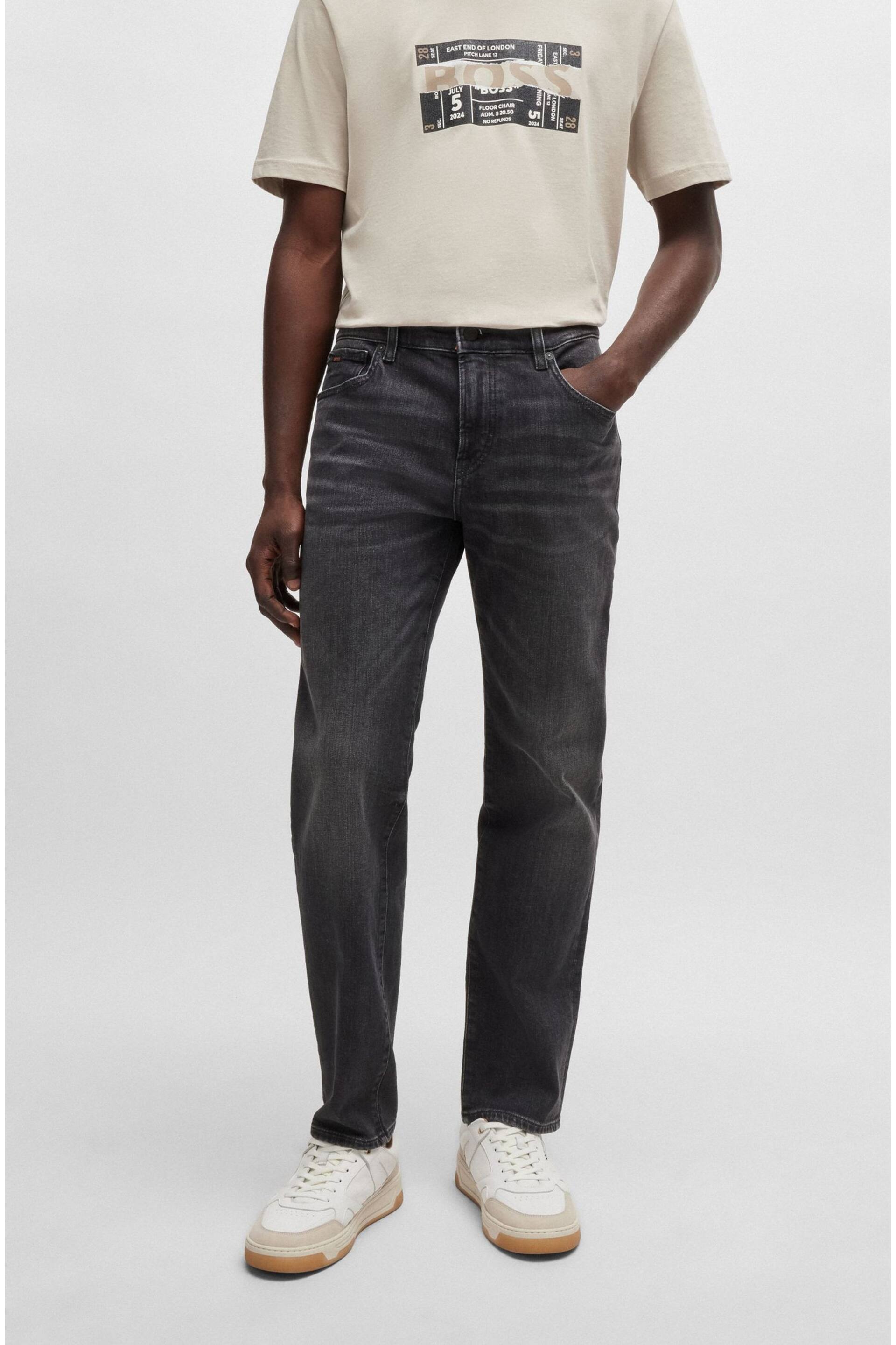 BOSS Grey Regular Fit Taper Comfort Stretch Denim Jeans - Image 1 of 5