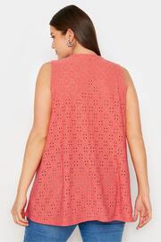 Yours Curve Pink Broderie Pleated Swing Vest - Image 3 of 5