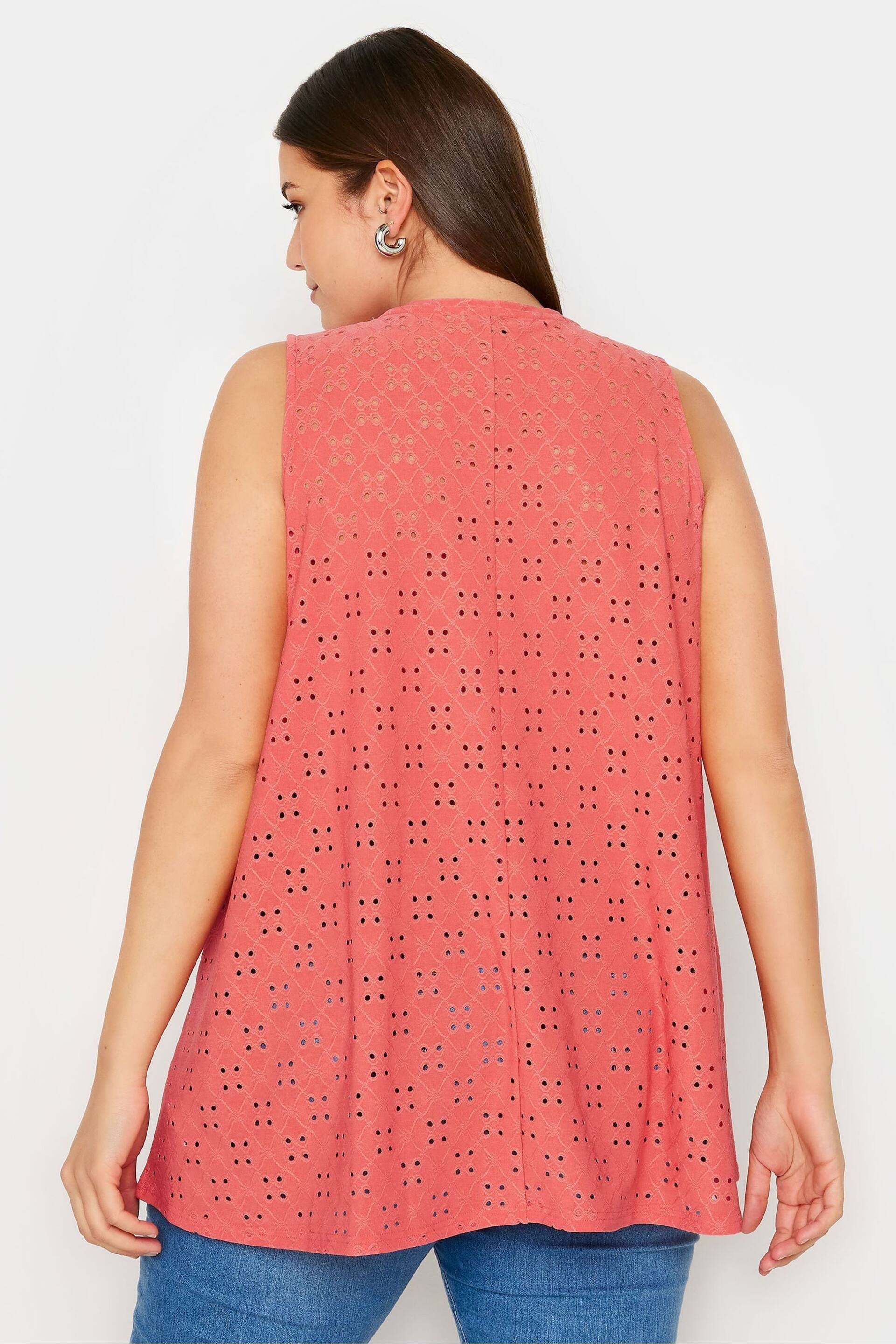 Yours Curve Pink Broderie Pleated Swing Vest - Image 3 of 5