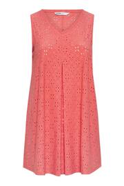 Yours Curve Pink Broderie Pleated Swing Vest - Image 5 of 5