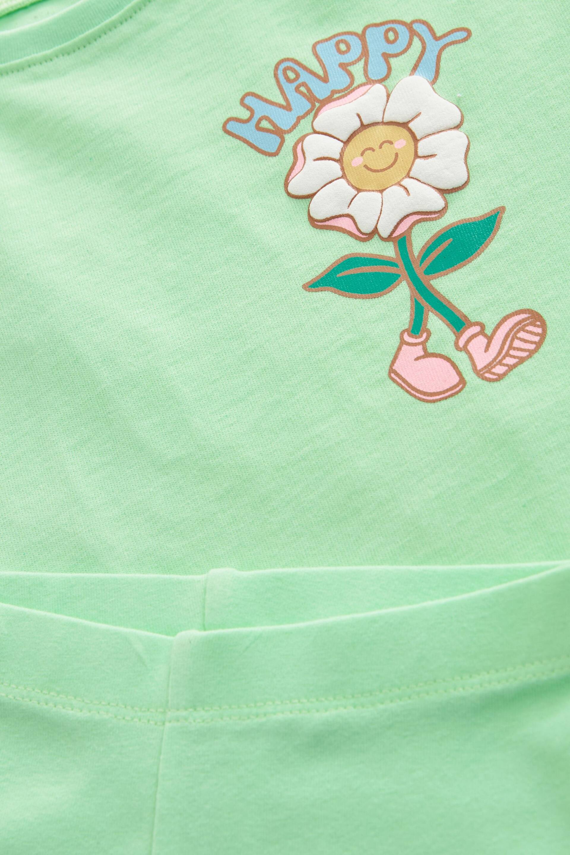 Green/Pink Flower Short Sleeve Top and Shorts Set (3mths-7yrs) - Image 3 of 3