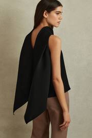 Reiss Black Simone Split Back Cowl Neck Top - Image 3 of 6