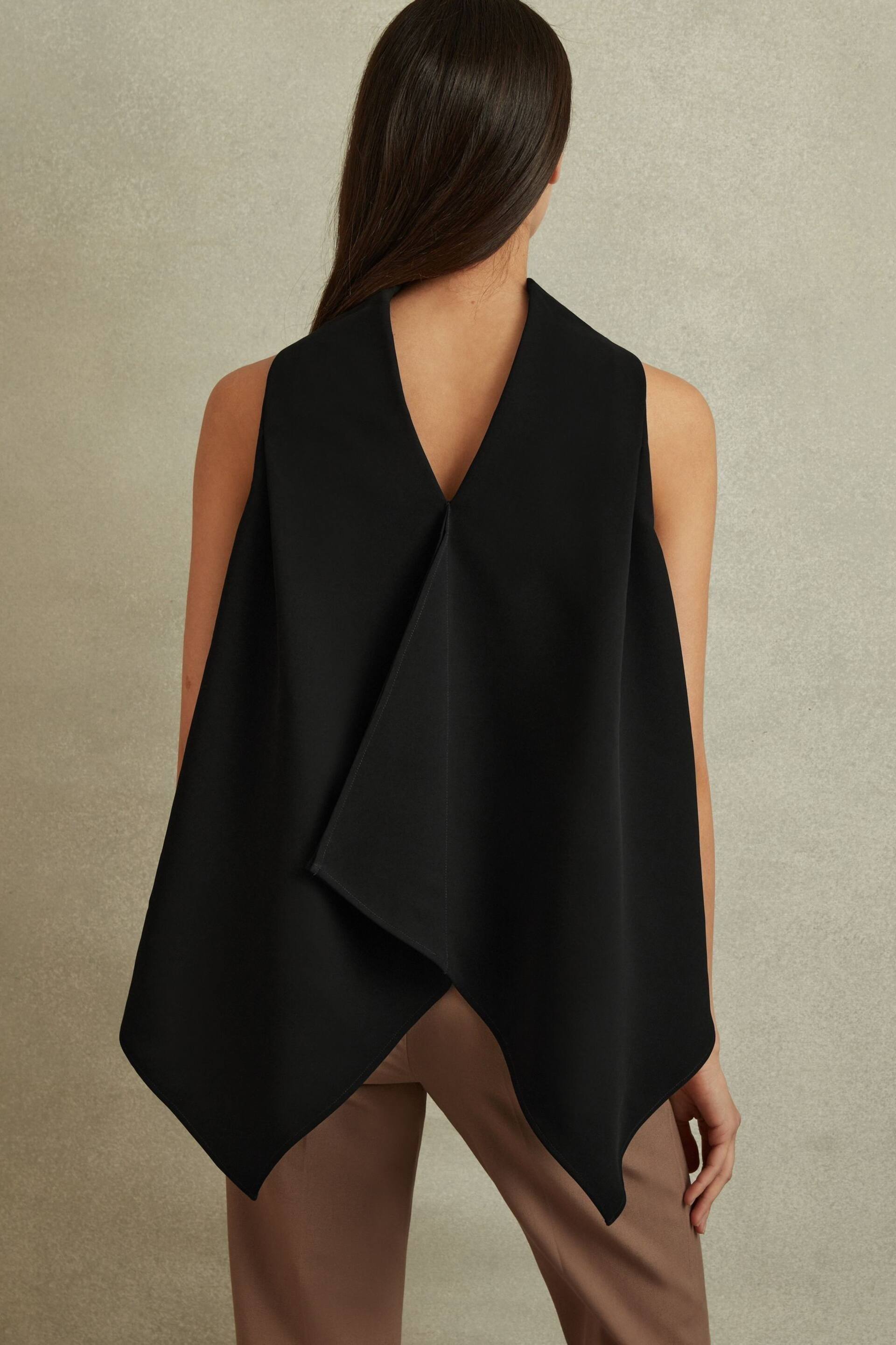 Reiss Black Simone Split Back Cowl Neck Top - Image 5 of 6