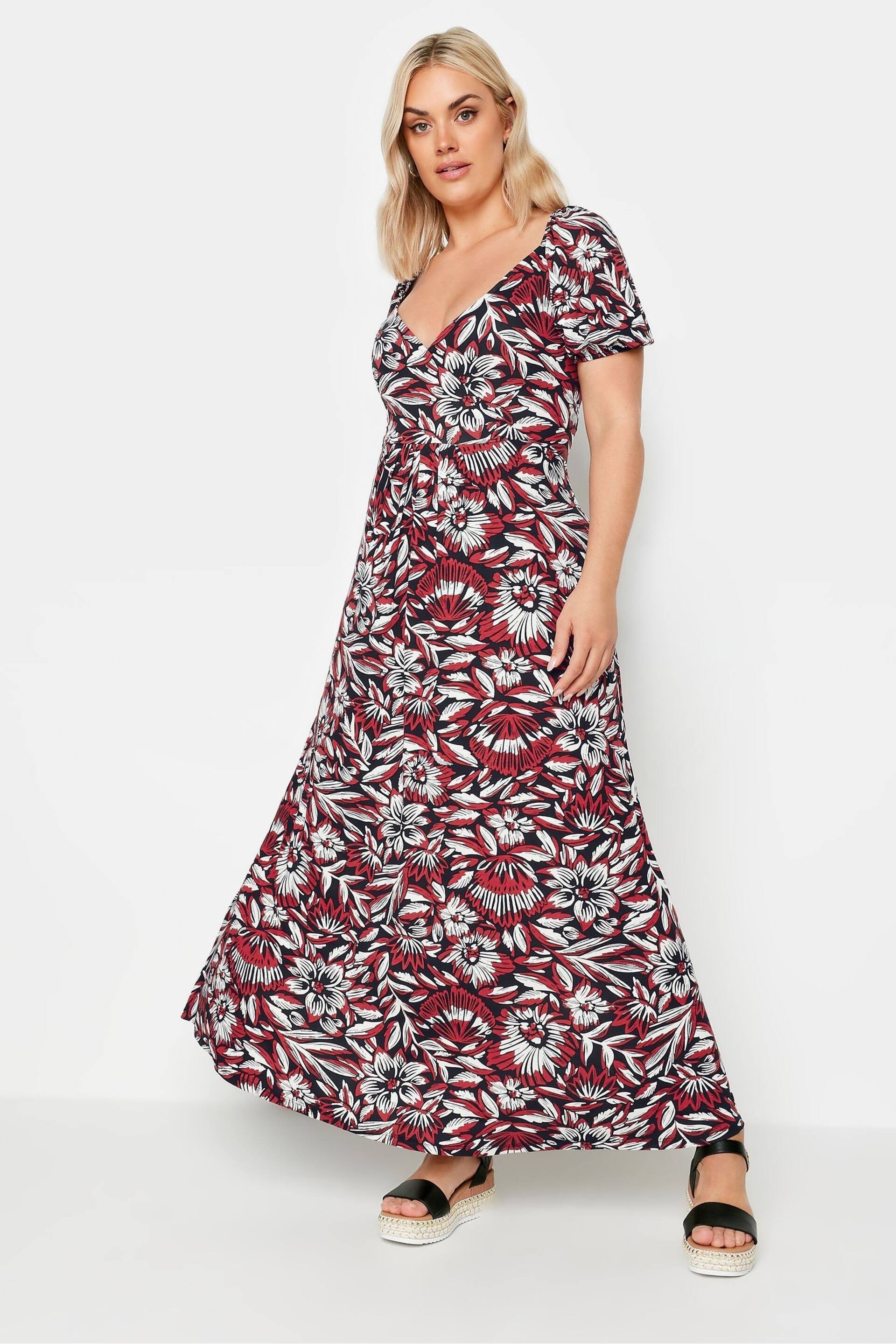Yours Curve Red Floral Wrap Maxi Dress - Image 2 of 5