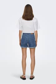 ONLY Mid Blue High Waisted Denim Mom Shorts - Image 2 of 7