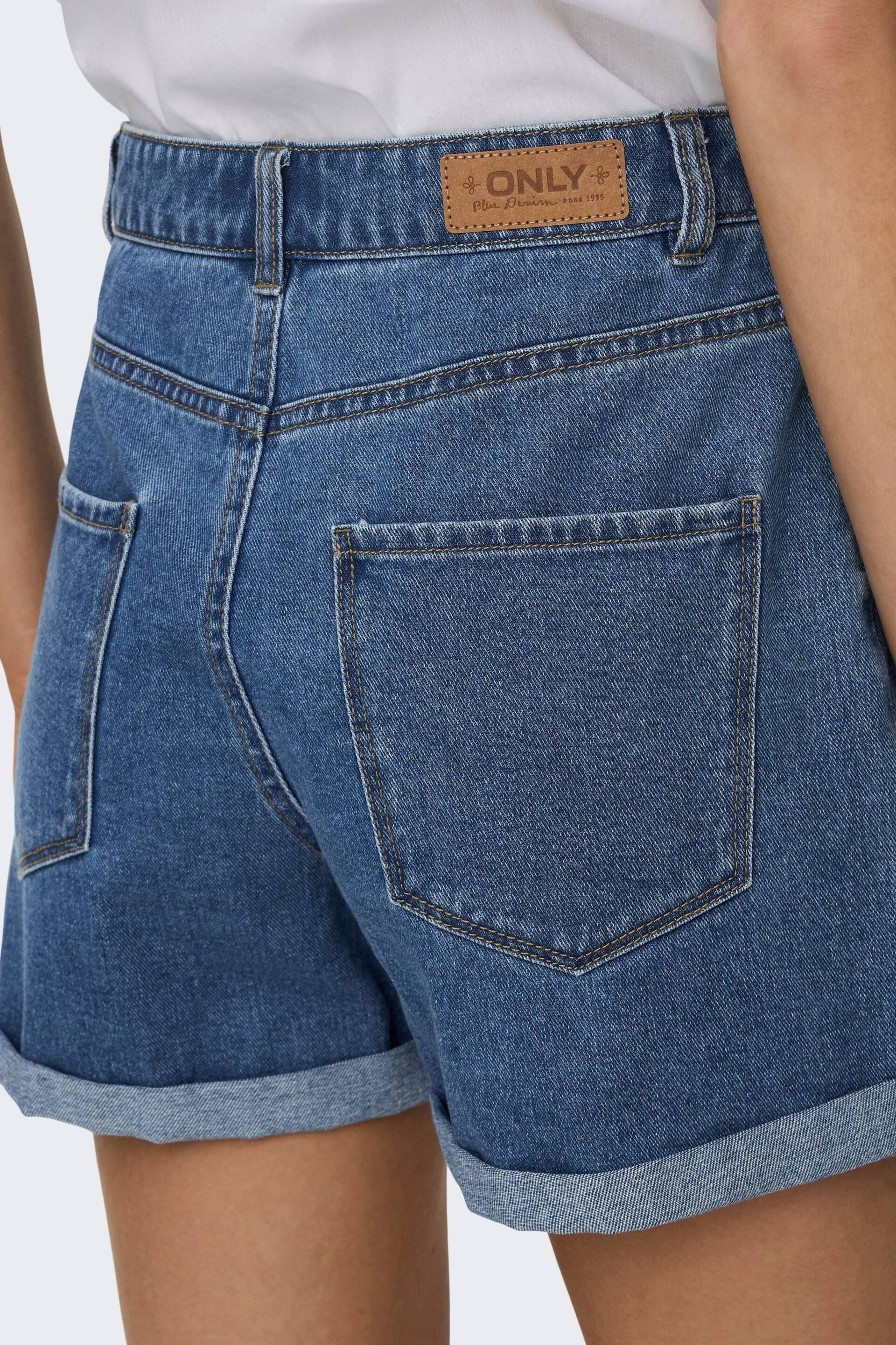 ONLY Mid Blue High Waisted Denim Mom Shorts - Image 3 of 7