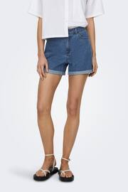 ONLY Mid Blue High Waisted Denim Mom Shorts - Image 5 of 7
