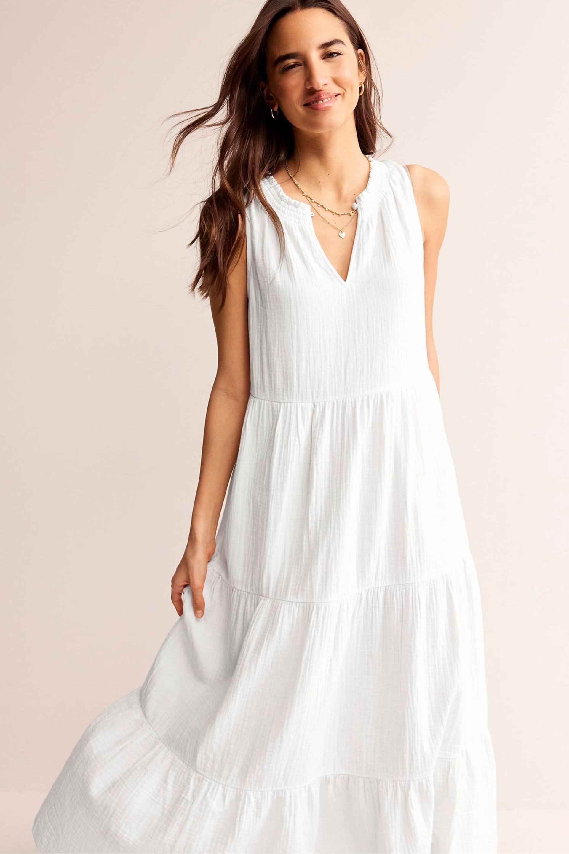 Boden White Double Cloth Maxi Tiered Dress - Image 1 of 6