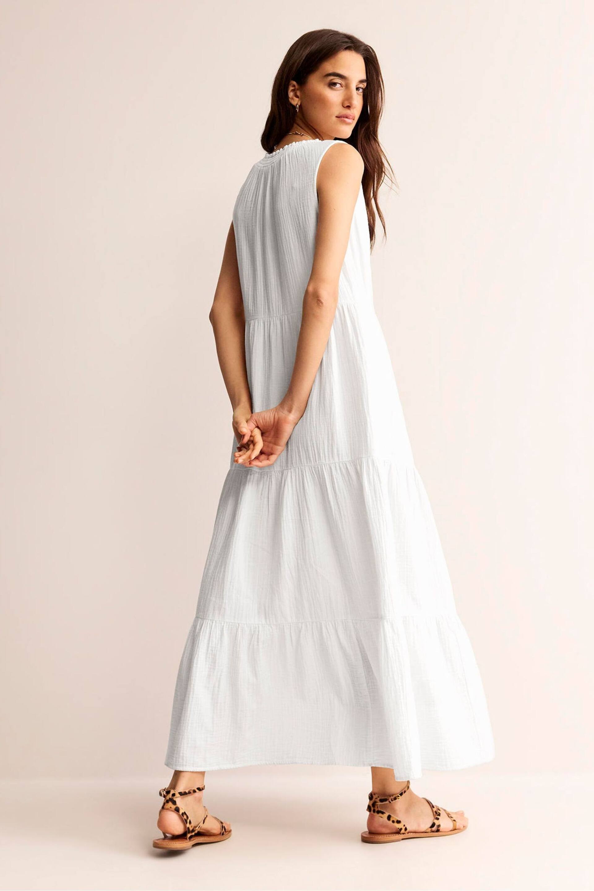 Boden White Double Cloth Maxi Tiered Dress - Image 4 of 6