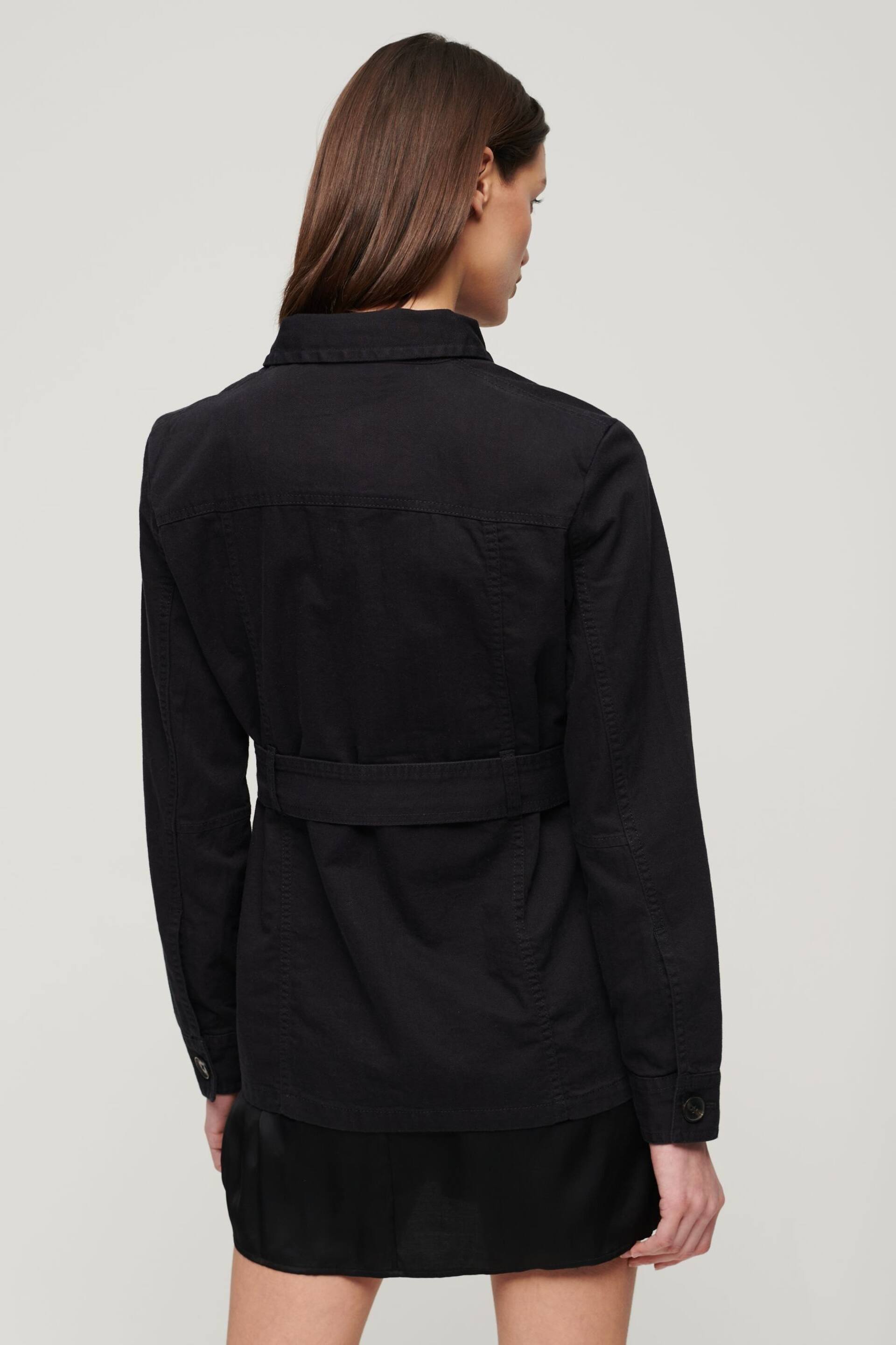 Superdry Black Cotton Belted Safari Utility Jacket - Image 2 of 3