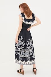 FatFace Blue Ezra Damask Midi Dress - Image 2 of 6