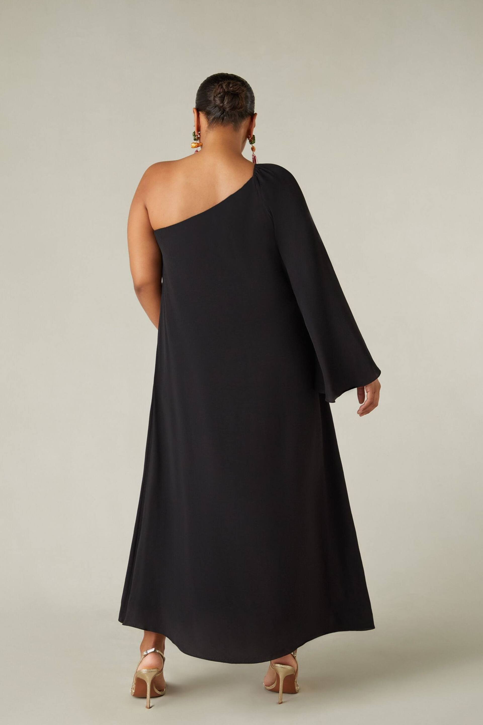 Live Unlimited Curve Black One Shoulder Maxi Dress - Image 6 of 7