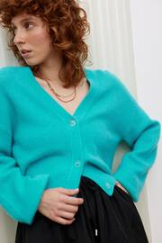 Oliver Bonas Blue Turquoise Knitted Cardigan - Image 1 of 9