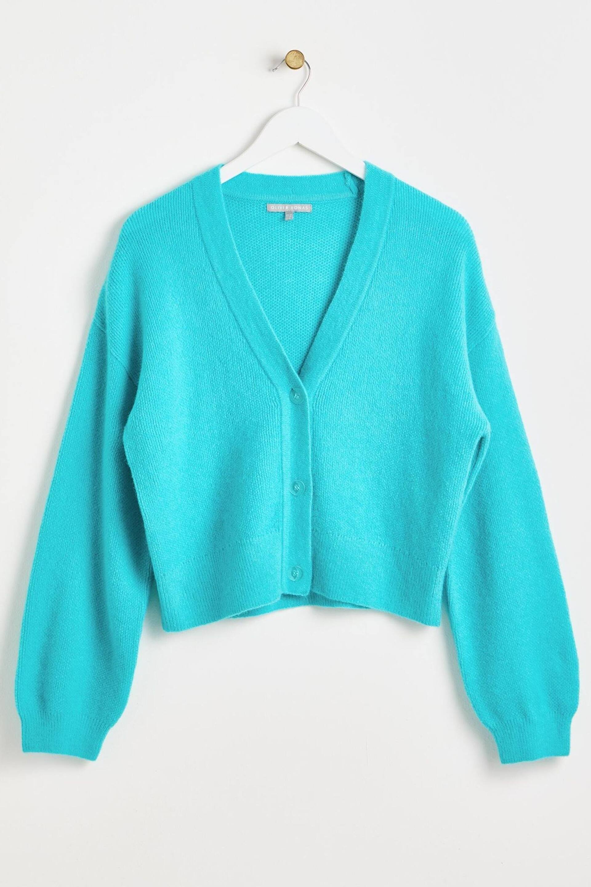 Oliver Bonas Blue Turquoise Knitted Cardigan - Image 4 of 9