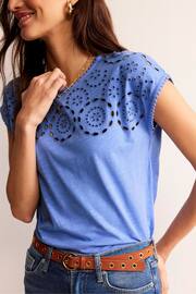 Boden Blue Sasha Broderie T-Shirt - Image 4 of 5