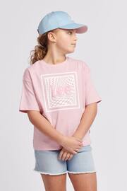 Lee Girls Pink Check Graphic Boxy Fit T-Shirt - Image 5 of 9