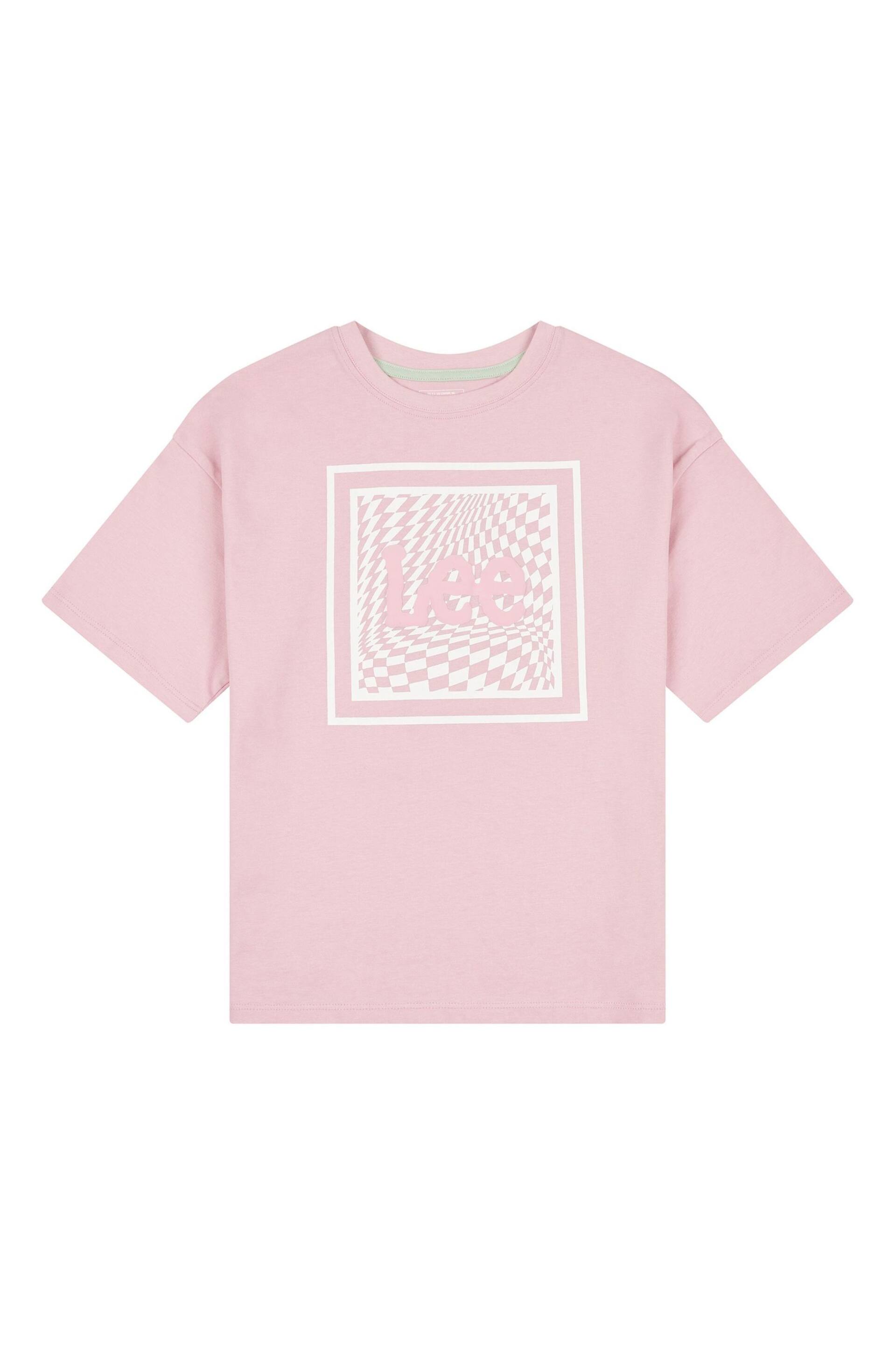 Lee Girls Pink Check Graphic Boxy Fit T-Shirt - Image 7 of 9