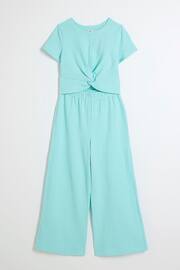 River Island Blue Girls Wrap Top and Palazzo Trousers Set - Image 1 of 4