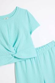 River Island Blue Girls Wrap Top and Palazzo Trousers Set - Image 3 of 4