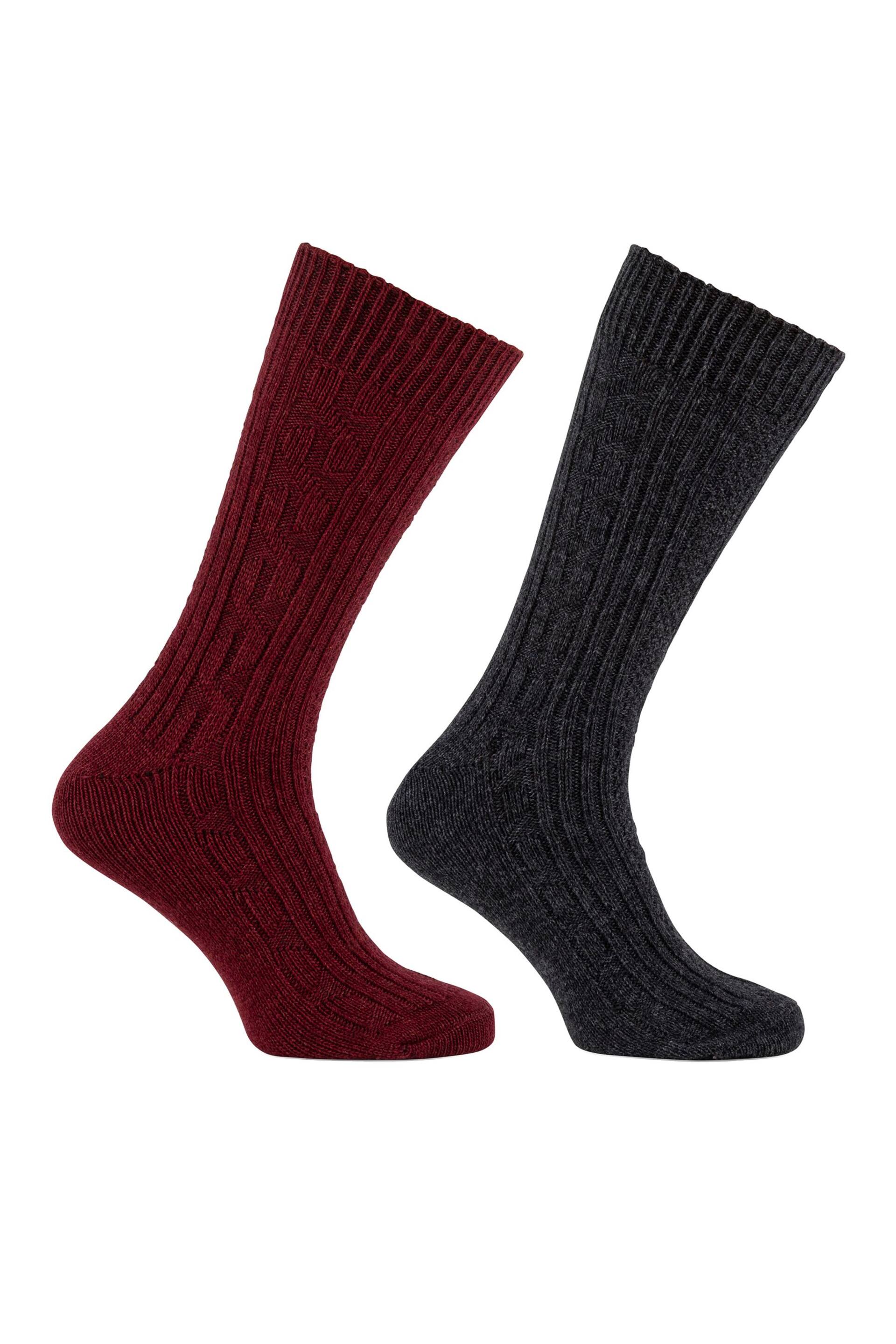 Totes Grey Twin Pack Thermal Wool Blend Socks - Image 5 of 5