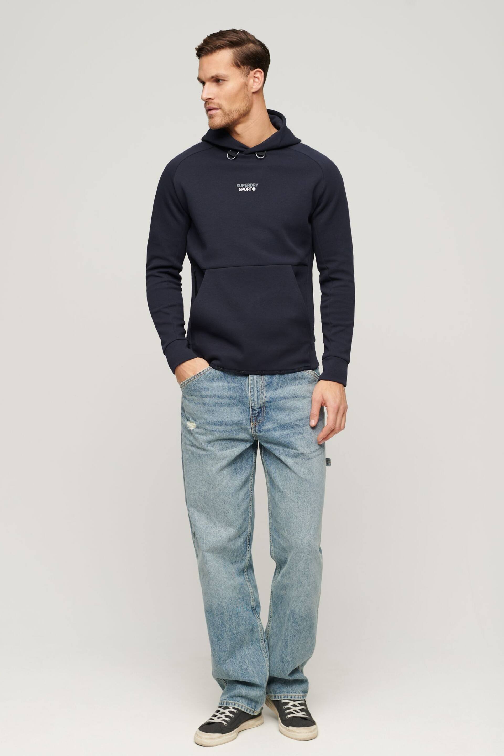 Superdry Blue Sport Tech Logo Loose Hoodie - Image 2 of 2