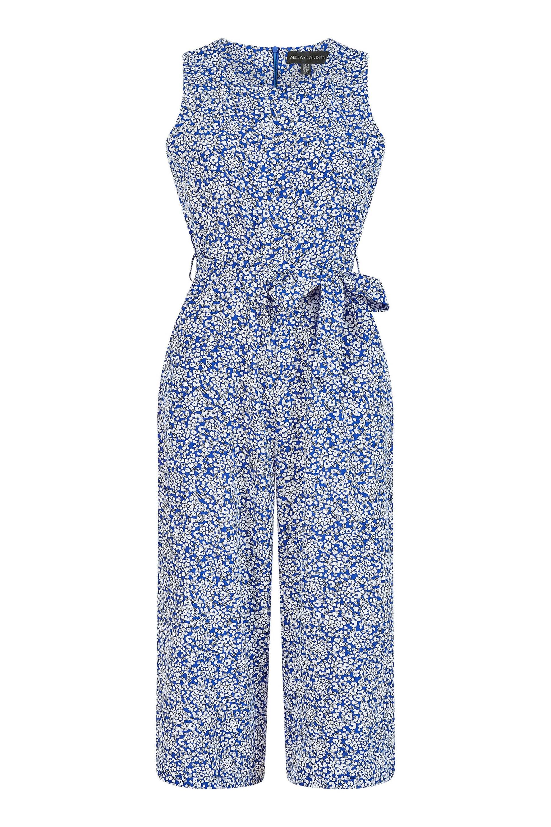 Mela Blue Ditsy Floral Print Culotte Jumpsuit - Image 4 of 4